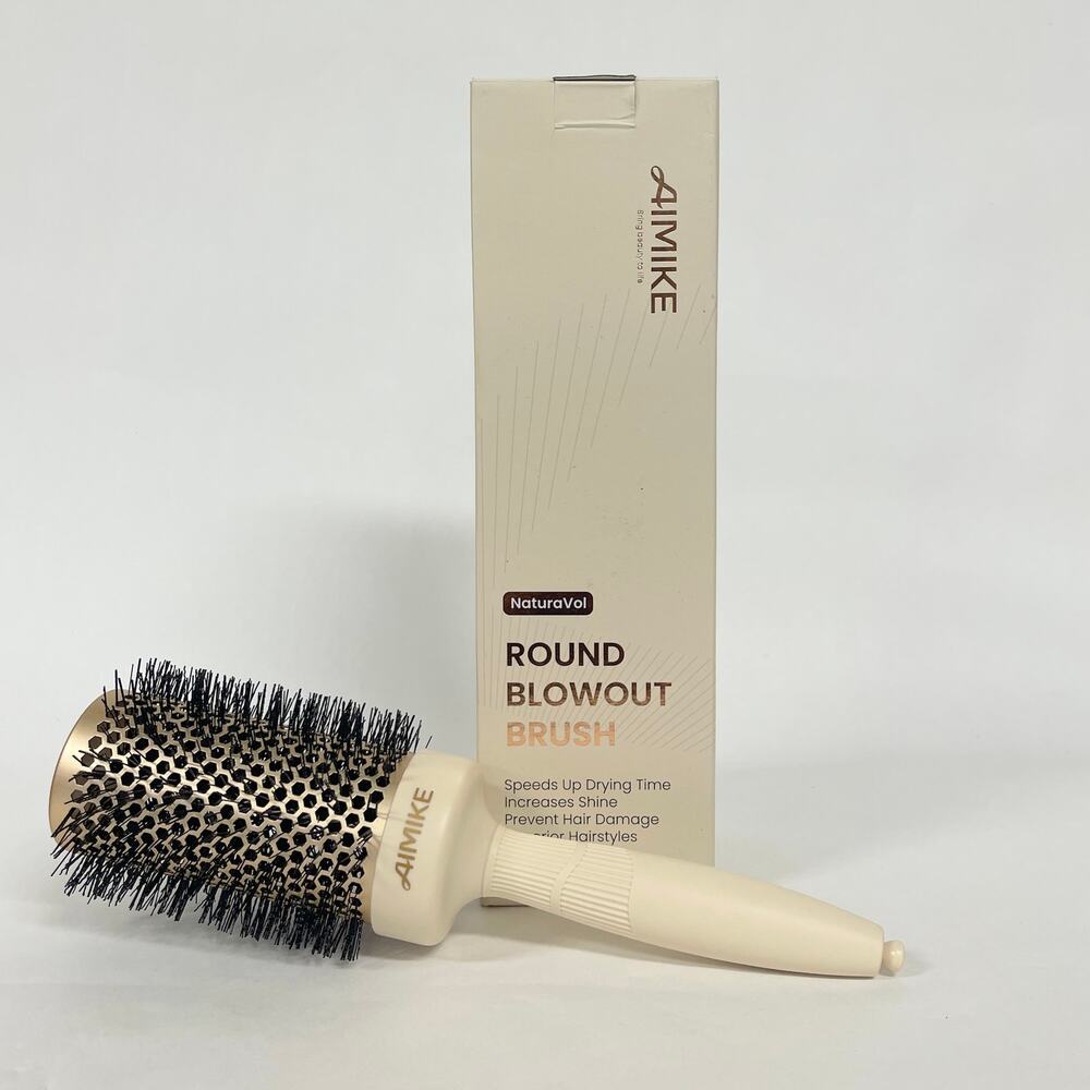 Aimike NaturaVol Round Blow Out Brush New $18 for Long Hair 2 Clips 2” Barrel